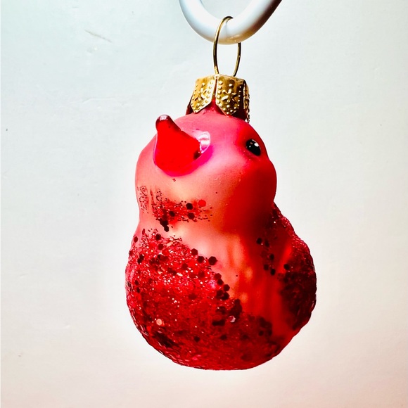 Polish Glass Red Bird Christmas Ornament Cardinal Robin Nature Hand Painted - Picture 5 of 12